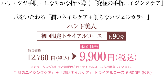 「健康な自爪を育みながら、ジェルの美しさを楽しむ。
今までにない、爪にやさしいジェルネイルメニュー。」ジェントルジェル【初回限定トライアルコース／90分】〔通常価格〕11,000円（税込）→〔特別価格〕8,800円（税込）
